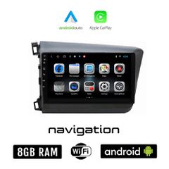 HONDA CIVIC 4D (2012 - 2016) Android οθόνη αυτοκίνητου 8GB + 128GB με GPS WI-FI (ηχοσύστημα αφής 9" ιντσών OEM Android Auto Apple Carplay Youtube Playstore MP3 USB Radio Bluetooth Mirrorlink εργοστασι