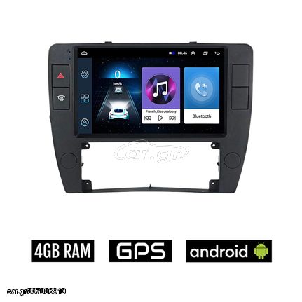 VOLKSWAGEN PASSAT (2000 - 2005) Android οθόνη αυτοκίνητου 4GB με GPS WI-FI (ηχοσύστημα αφής 9" ιντσών OEM Youtube Playstore MP3 USB Radio Bluetooth Mirrorlink VW εργοστασιακή, 4x60W, AUX)