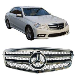 Μάσκα Για Mercedes-Benz E-Class W212 09-13 Amg Look με 2 Γρίλιες ΧρώμιοΜαύρο 1 Τεμάχιο