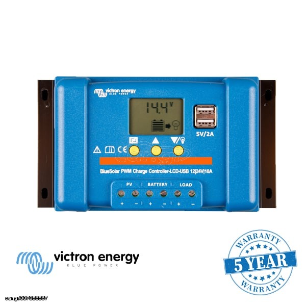 Car gr Ρυθμιστής Φόρτισης Victron Energy BlueSolar PWM LCD USB 12 24V 5A