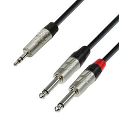 Adam Hall K4 YWPP 0600 Audio Cable REAN 3.5 mm Jack stereo to 2 x 6.3 mm Jack mono 6 m - Adam Hall