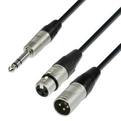 Adam Hall K4YVMF0180 Audio Cable REAN 6.3 mm Jack stereo to 1 x XLR male and 1 x XLR female 1.8 m Insert/Y-cable - Adam Hall
