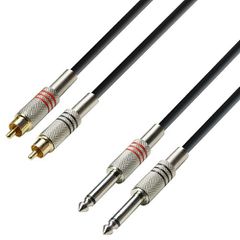 Adam Hall K3 TPC 0600 Audio Cable 2 x RCA male to 2 x 6.3 mm Jack mono 6 m - Adam Hall