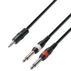 Adam Hall K3 YWPP 0600 Audio Cable 3.5 mm Jack stereo to 2 x 6.3 mm Jack mono 6 m - Adam Hall
