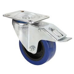 Adam Hall 372191 - Swivel Castor 100 mm with blue Wheel and Brake - Adam Hall