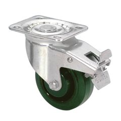 Adam Hall 37026 - Heavy Duty Swivel Castor 100 mm with green Wheel and Brake - Adam Hall