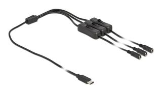 DELOCK καλώδιο USB Type-C σε 3x DC 5.5 x 2.1mm 86801, 1m, μαύρο