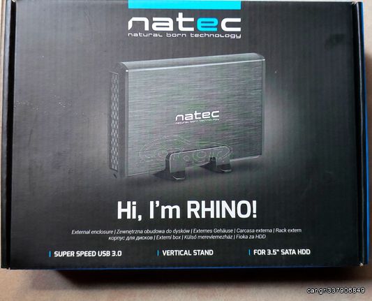 Natec Rhino USB 3.0 Θήκη για Σκληρό Δίσκο 3.5" SATA III (Χωρις Σκληρο Δισκο)