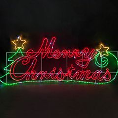 Διακοσμητικό MERRY CHRISTMAS WITH TREE 100W με 576 LED πολύχρωμα FLASH IP65 205x81cm