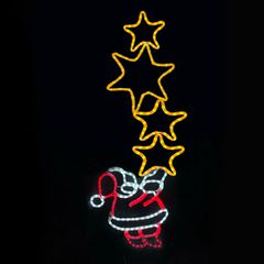 Διακοσμητικό SANTA WITH STARS 336 LED πολύχρωμο με λειτουργία FLASH IP65 & διάσταση 49x144cm