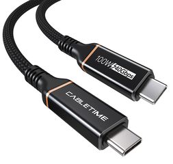CABLETIME καλώδιο USB Type-C CT-USB4, 100W, 8K, 40Gbps, 1m, μαύρο