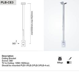 BRATECK PLB-CE3 Ceiling mount for screen 70" PLB series Fully adjustable - BRATECK-thumb-2