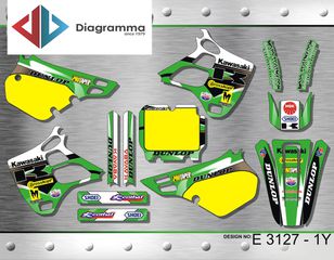ΣΕΤ ΑΥΤΟΚΟΛΛΗΤΑ ΓΙΑ KAWASAKI KX 125 KX 250 1990-1991 ΚΙΤ ΓΡΑΦΙΚΩΝ DECALS KIT