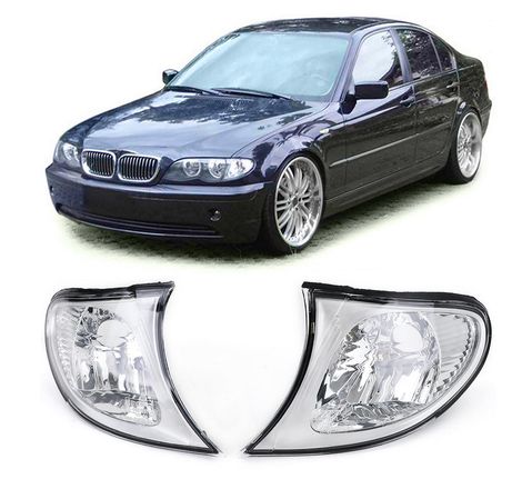 Ζευγάρι πλαϊνά φλας με διαφανές γυαλί χρωμίου για BMW 3er E46 Limousine Touring 2001-2005