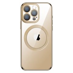 Θήκη iPhone 15 Plus KSTDESIGN Magnetic Metal Frame Series συμβατό με MagSafe φορτιστή Transparent Πλάτη TPU χρυσό