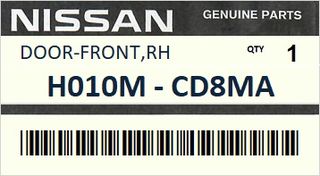 Πόρτα εμπρός δεξιά NISSAN 350Z Z33 2003-2009 #H010MCD8MA