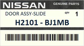 Πόρτα πλαΐνή συρόμενη αριστερή NISSAN NV200 M20 4WAGON 2009-2013 #H2101BJ1MB