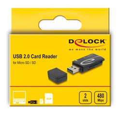 DELOCK card reader 91602 για SD & micro SD, USB, 480Mbps, μαύρο-thumb-2