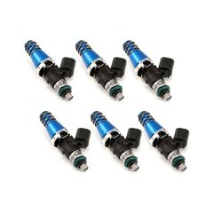 Injector Dynamics ID2000, for 91-96 NSX / C Series, 11mm (blue) adapters. 14mm bottom o-ring, machine o-ring retainer to 11mm.  Set of 6. 2000.60.11.14-O.6