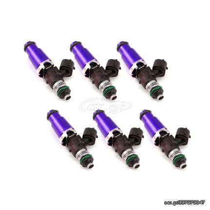 Injector Dynamics ID2000, for R35 / VR38. 14mm (purple) adapter top. 14mm bottom o-ring, machine o-ring retainer to 11mm.  Set of 6. (No rails included) 2000.60.14.14-O.6