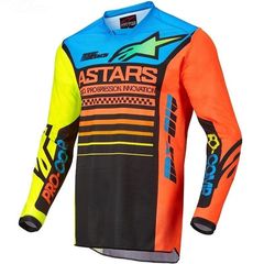Μπλούζα Off Road-MX-Motocross Alpinestars Racer Compass Black Yellow-Fluo Coral MEDIUM