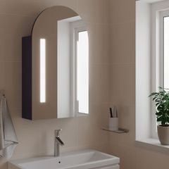 Καθρέφτης Μπάνιου με Ντουλάπι & LED Αψίδα Γκρι 42x13x70 εκ. 357974