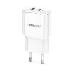 Φορτιστής Forever TC-01-20AC PD QC 1x USB-C 1x USB 20W λευκό