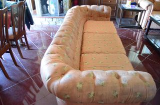 Σετ σαλόνι καναπές 2θέσιος + 3θέσιος + πολυθρόνα, τύπου chesterfield καπιτονέ. EXTRA LONG