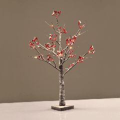 Διακοσμητικό δεντράκι RED BERRY με 24 led λαμπάκια σε θερμό φως 24VDC IP44 10X10X60cm και 3 μέτρα καφέ καλώδιο