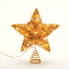 Κορυφή δέντρου αστέρι χρυσό με 20 mini led λαμπάκια λειτουργία με μπαταρίες 3ΧΑΑ μη στεγανό IP20 23x5x20cm