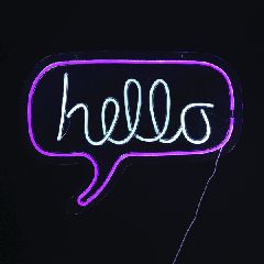 Κρεμαστό φωτιστικό HELLO 350 neon led λαμπάκια και USB καλώδιο 2m σε ροζ χρώμα φωτός 62x2x46cm