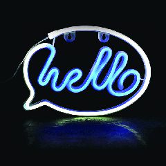 Κρεμαστό φωτιστικό HELLO με 220 NEON LED λαμπάκια με μπαταρίες 3xΑΑ και USB σε λευκό μπλε χρώμα