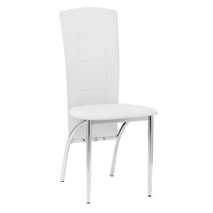VILLA Καρέκλα Μέταλλο Χρώμιο, PU Άσπρο ΕΜ906,1 Χρώμιο/Άσπρο από Μέταλλο/PVC - PU  41x44x97cm  1τμχ