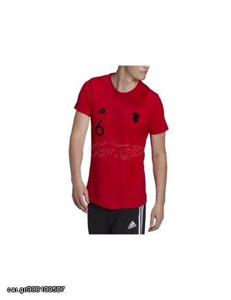 Adidas Manchester United Αθλητικό Ανδρικό T-shirt Scarlet Red με Στάμπα HS4908