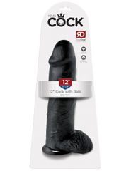 King Cock 12in Cock with Balls Black