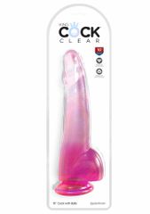 King Cock Clear King Cock Clear 10" with Balls - Pink