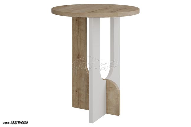 Βοηθητικό τραπέζι ''LUNA'' σε χρώμα φυσικό/λευκό Φ40x47