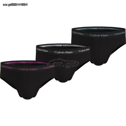 Calvin Klein Ανδρικό Σλιπ Βαμβακερό Σετ 3 Τεμάχια Με Χρωματιστά Λάστιχα & Logo H50