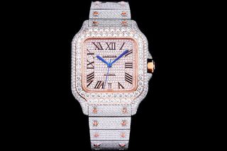 Cartier Sandos Full Diamonds Iced Out 5A Superclone Replica αντίγραφο