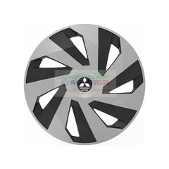 Τάσια Τροχών Αυτοκινήτου Versaco Vector Ασημί/Μαύρο- 14'' με σήμα Mitsubishi Σετ 4τμχ.