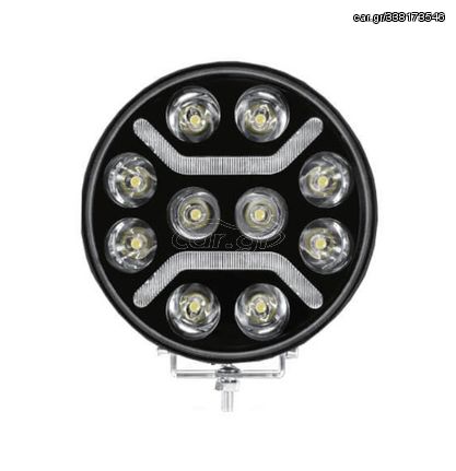 LED Προβολέας Λευκός 10-30 Volt Υψηλής Ισχύος 150W Πορτοκαλί  Λευκό Πορείας ø230mm IP68