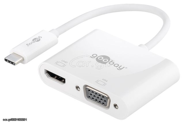 GOOBAY αντάπτορας USB-C σε HDMI & VGA 52430, 4K/60Hz, λευκός