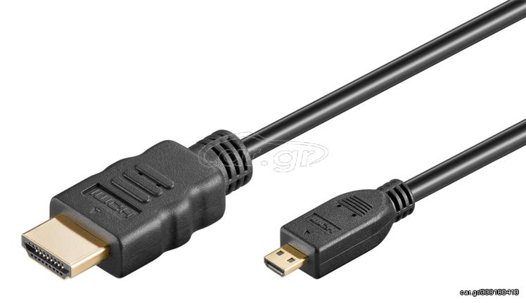 GOOBAY καλώδιο micro HDMI σε HDMI 53784 με Ethernet, 4K/60Hz, 1.5m, μαύρο