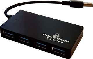 POWERTECH USB 3.0 Hub, 4 Ports, DC port, με διακόπτη On-Off, μαύρο (PT-705)