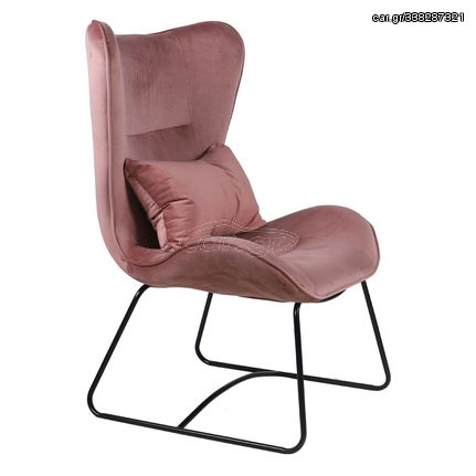 RASEL ΜΠΕΡΖΕΡΑ 77x67x113Ycm ΥΦΑΣΜΑ VELVET DUSTY PINK/ΜΕΤΑΛΛΙΚΑ ΠΟΔΙΑ ΣΕ ΜΑΥΡΟ ΧΡΩΜΑ