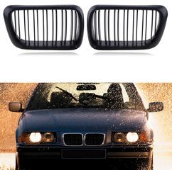 Καρδιές Μάσκας Για Bmw Σειρά 3 E36 96-99 M4 Look Με 7 Γραμμές Διπλή Γρίλια Μαύρο Γυαλιστερό 2 Τεμάχια