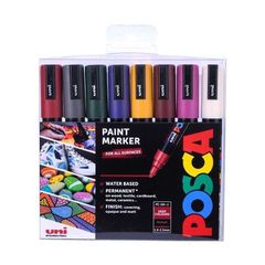 Posca - PC5M - Medium Tip Pen - Deep colors, 8 pc / Toys
