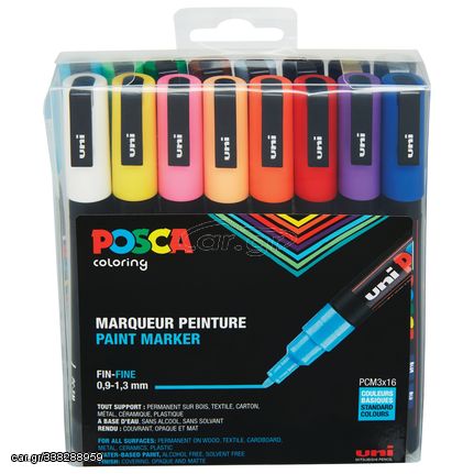 Posca - PC3M - Fine Tip Pen, 16 pc / Toys