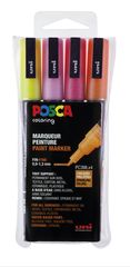 Posca - PC3M - Fine Tip Pen - Glitter pink, 4 pc / Toys