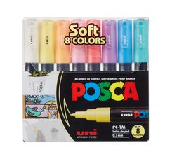 Posca - PC1MC - Extra Fine Bullet Tip Pen - Soft Colors, 8 pc / Toys